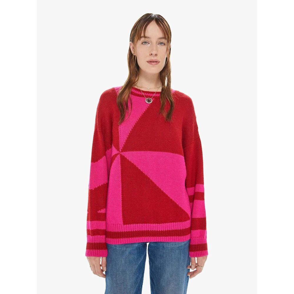 MOTHER Vibrant Red and Pink Crew Neck Sweater - Picture 5 of 13